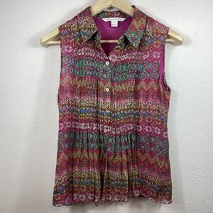 Diane Von Furstenberg Blakely Sz‎ 8 Silk Pink Floral Boho Blouse Pleated Top